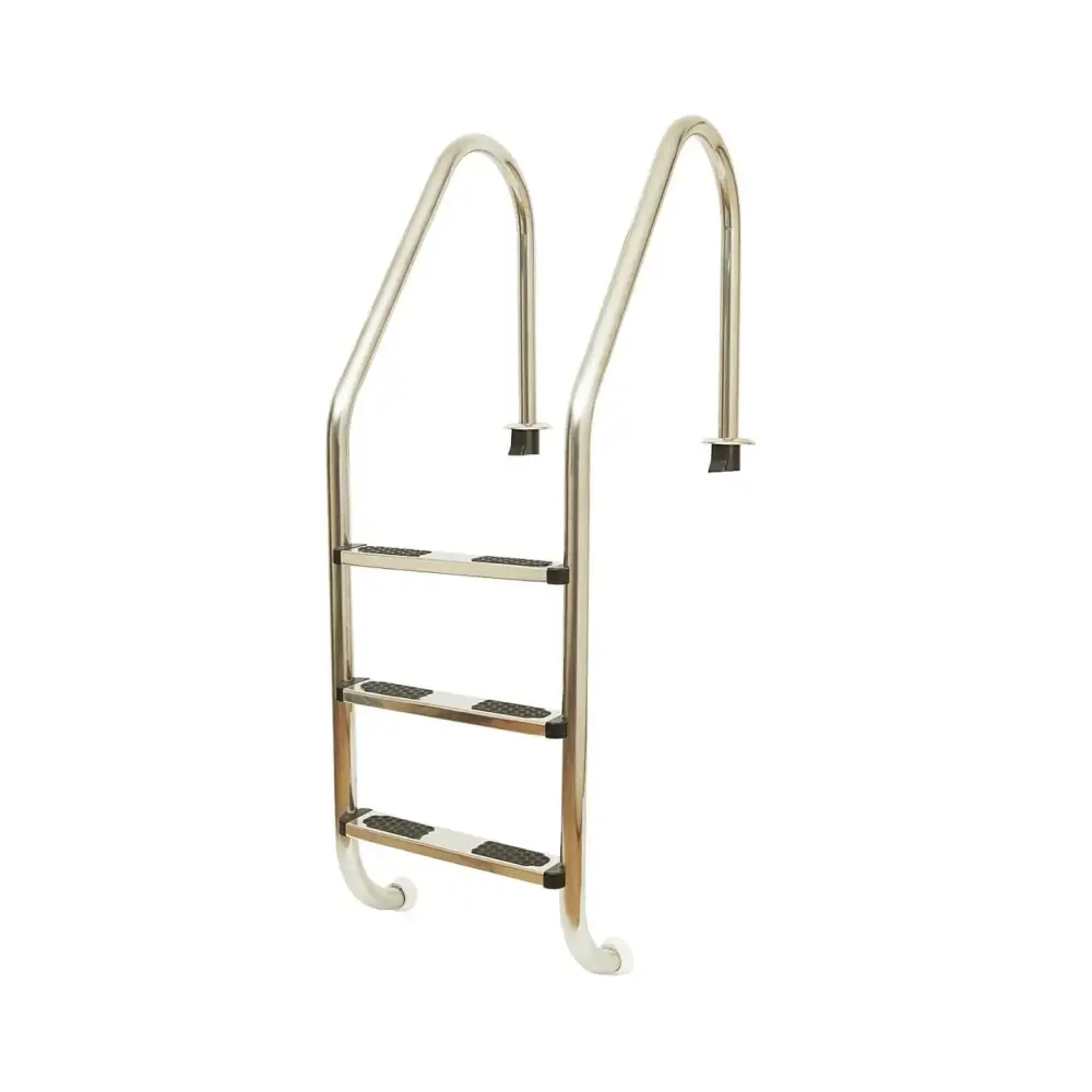 Lejdare fast rfr för pool med tre halkfria steg i rostfritt stål